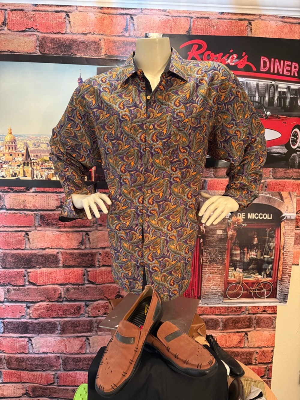 Steve Harvey Collection Paisley Shirt - Purple & Orange